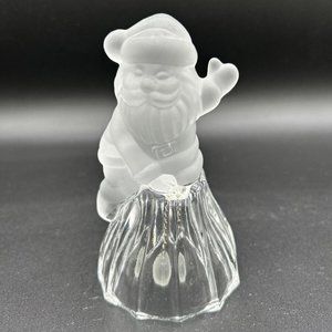 Vintage Crystal Clear Holiday Christmas Bell- Santa Claus Frosted 4 5/8”